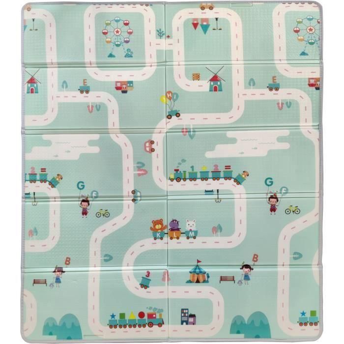 Tineo TIN3275056061108 Tapete de Juego Reversible Maxi 150 x 180 cm Diseño Animales / Pista de Coches