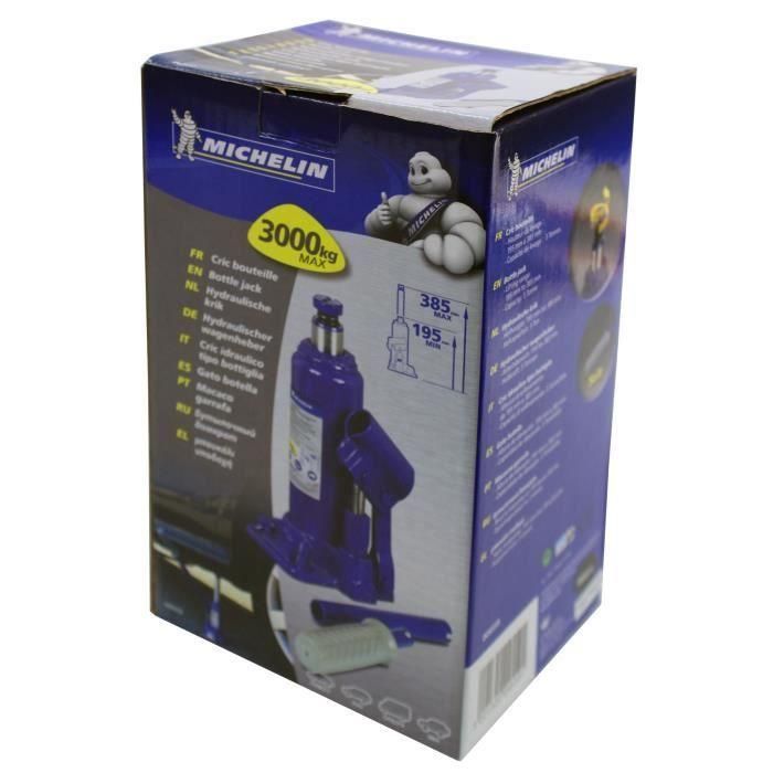 Michelin Botella Jack 3T Ultraplano - Gato Hidráulico de Elevación 195-385mm para Vehículos, Confort de Agarre y Suela de Goma 2 Michelin Botella Jack 3T Ultraplano - Gato Hidráulico de Elevación 195-385mm para Vehículos, Confort de Agarre y Suela de Goma 2