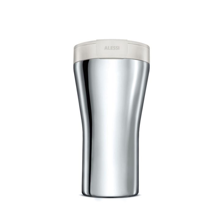 Alessi GIA24 W CAFFA Mug de Viaje Acero Inoxidable 18/10 Blanco, Mantiene Temperatura Alessi GIA24 W CAFFA Mug de Viaje Acero Inoxidable 18/10 Blanco, Mantiene Temperatura