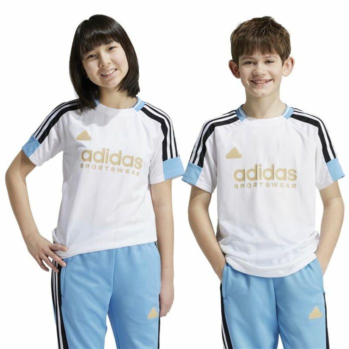 Camiseta de Manga Corta Infantil Adidas Nations Blanco 4