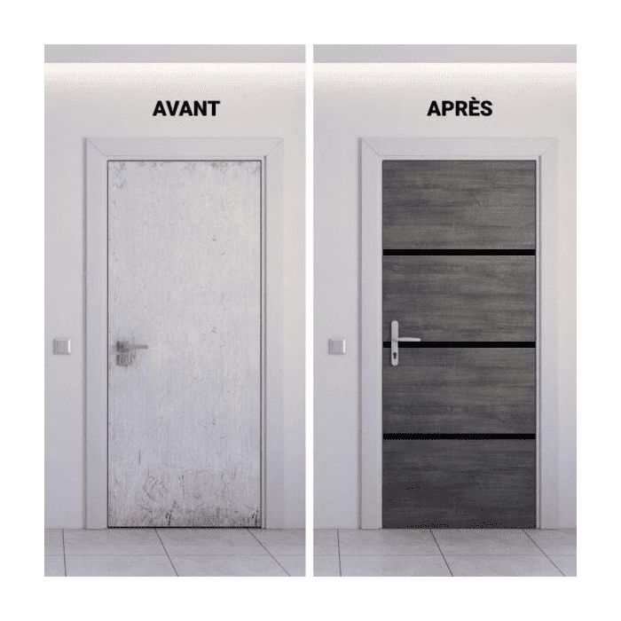 Kit de Renovación para Puerta Interior - NORDLINGER PRO - 4 Hojas 85 x 50 cm y 3 Perfiles Negros 85 x 2 cm - Gris Ágata 2 Kit de Renovación para Puerta Interior - NORDLINGER PRO - 4 Hojas 85 x 50 cm y 3 Perfiles Negros 85 x 2 cm - Gris Ágata 2
