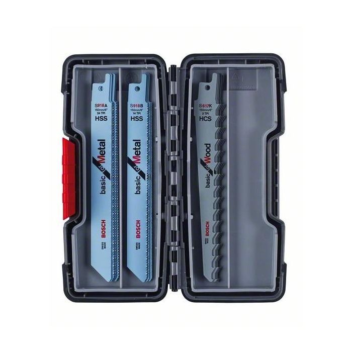 Bosch 2 607 010 901 Juego de Hojas de Sierra de Sable Basic ToughBox para Madera y Metal - 15 piezas