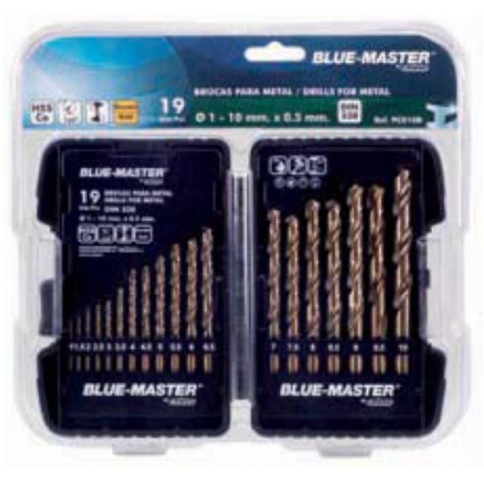 Celesa Estuche de Brocas HSS-Co para Perforar Metal, con Rango de Diámetros 1-10mm e Incrementos de 0,5mm, en Caja de Plástico.