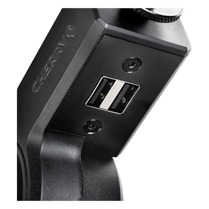 Cherry MA 6.0 uni Soporte de Escritorio para Micrófono con USB-HUB Integrado, Negro, Aluminio, USB 1