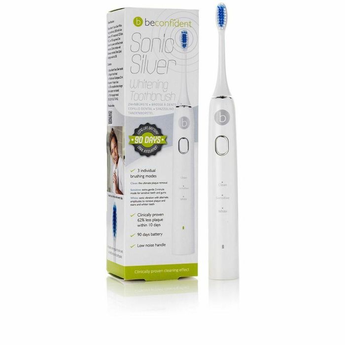 Beconfident SONIC SILVER Cepillo Dental Eléctrico Ultrasónico Blanqueador 38.000-76.000 Movimientos/Min Blanco/Plata