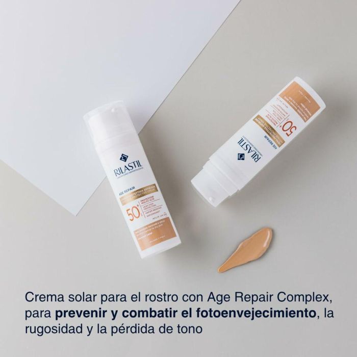 Rilastil SUN SYSTEM AGE REPAIR COLOR Fotoprotector Facial Antiedad con Color SPF50+ Anti-Fotoenvejecimiento, Reduce Arrugas 50 ml 1