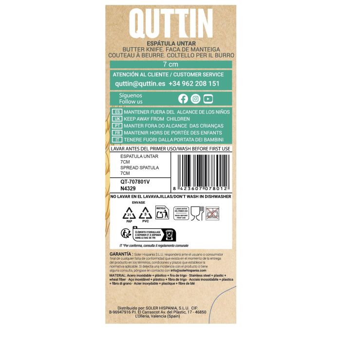 Espátula para untar 7 cm Bio - Quttin (48 Unidades) 2 Espátula para untar 7 cm Bio - Quttin (48 Unidades) 2