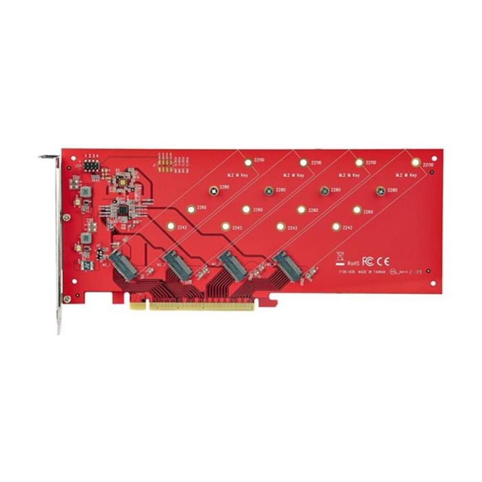 StarTech.com Quad M.2 PCIe Adapter Card B - NVMe/AHCI, PCIe 4.0 x16, Soporte 4x SSDs, hasta 7.8 GB/s por unidad