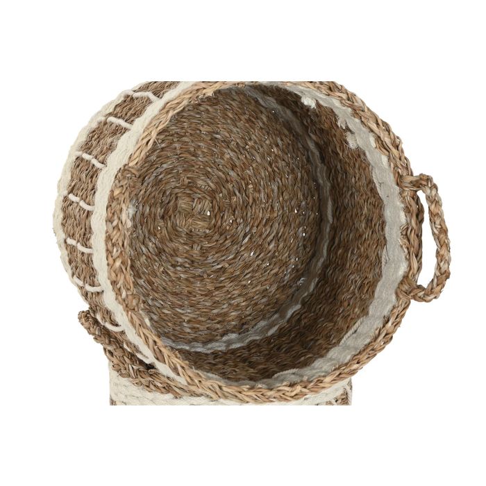 Cesta Boho DKD Home Decor Natural Blanco 35 x 42 x 35 cm Set de 3 (2 Unidades) 2 Cesta Boho DKD Home Decor Natural Blanco 35 x 42 x 35 cm Set de 3 (2 Unidades) 2