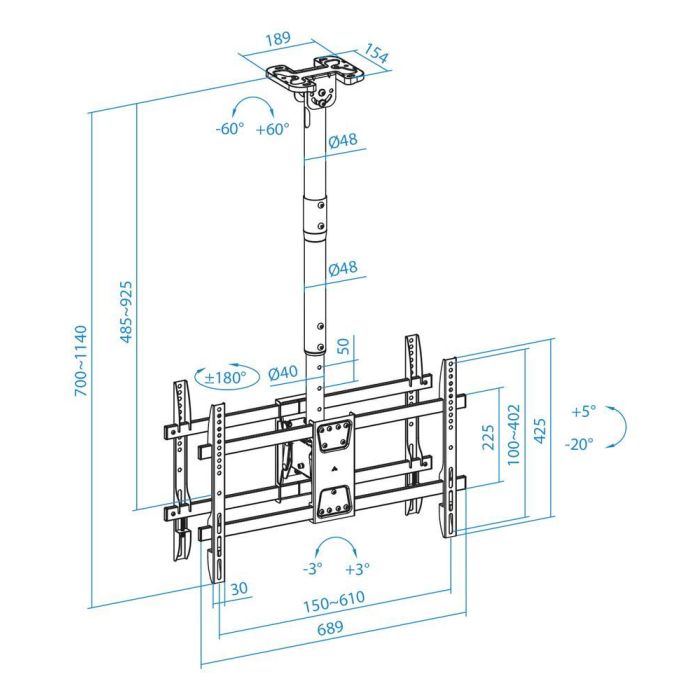 TOOQ SOPORTE TECHO 2 PANTALLAS 43-86" NEGRO 6 TOOQ SOPORTE TECHO 2 PANTALLAS 43-86" NEGRO 6