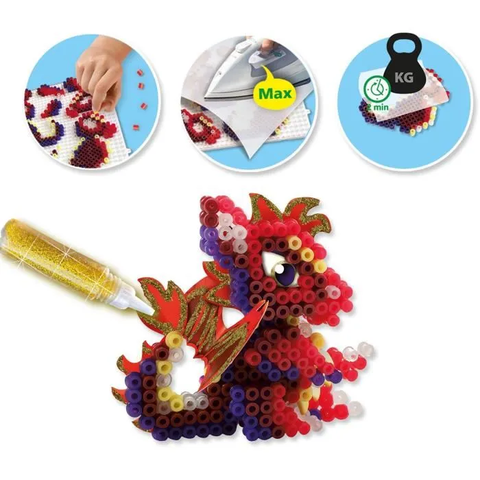 Ses Creative SES1710566034098 Cuentas para Planchar Dragones Crea 3 tipos de dragones en 3D 4