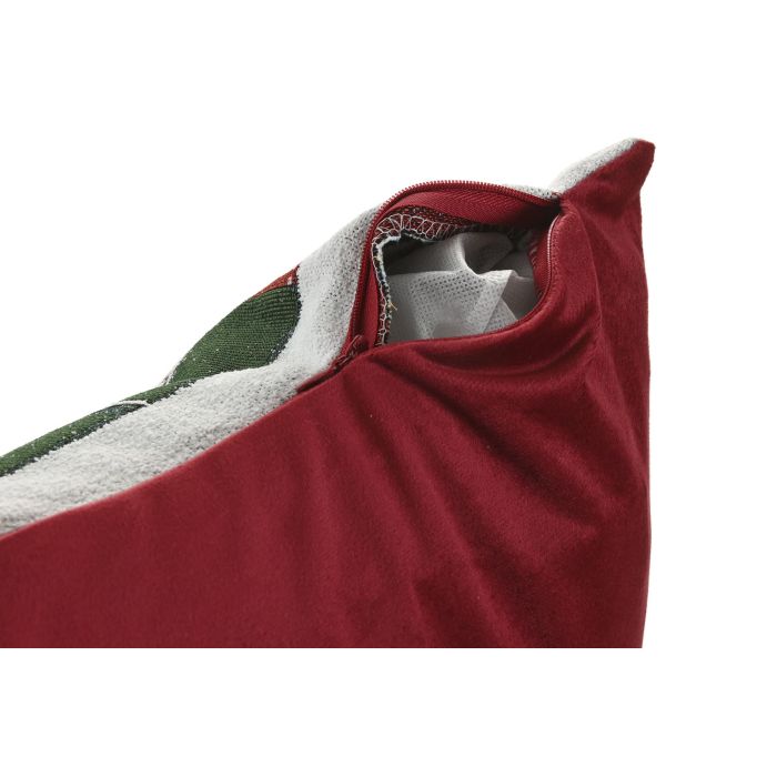 DKD Home Decor Funda Navidad Tradicional Jacquard Burdeos Verde 45 x 45 cm (4 Unidades) 4