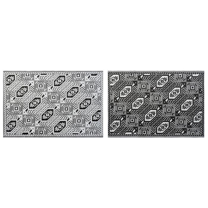 DKD Home Decor Alfombra Étnica de Poliéster Blanco y Negro 210x150 cm (Pack de 2 Unidades) DKD Home Decor Alfombra Étnica de Poliéster Blanco y Negro 210x150 cm (Pack de 2 Unidades)