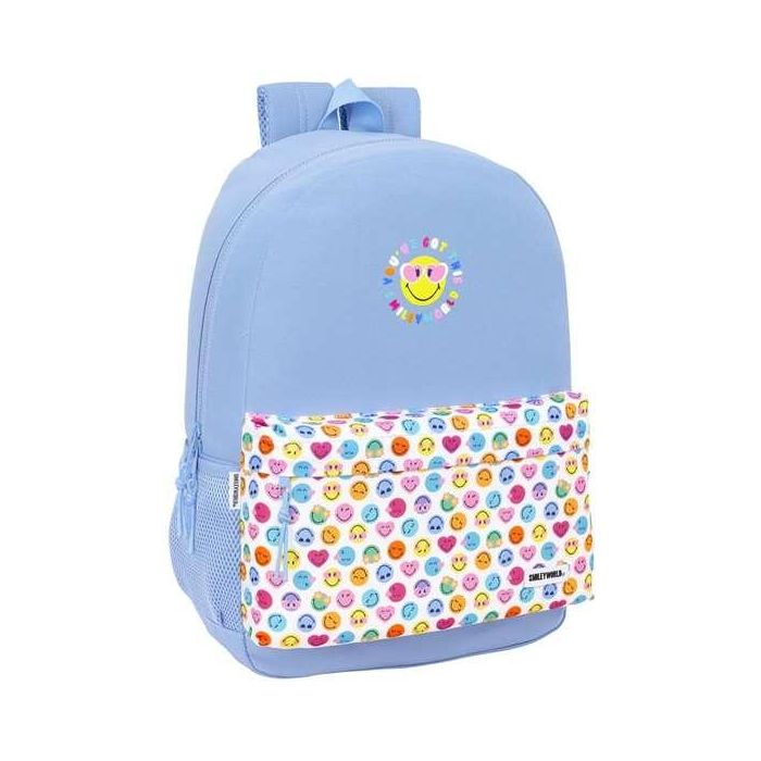 Mochila Escolar Smiley Joyful Azul Multicolor 30 x 46 x 14 cm