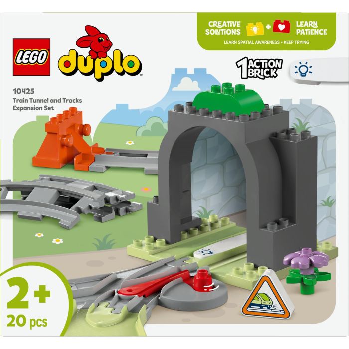 Lego Duplo 10425 Set de Expansión Túnel y Vías Ferroviarias para niños +2 años, con 10 tramos de vía y cambio de agujas 10