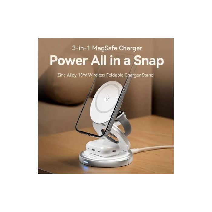 Vention FGEI0 Base de Carga Inalámbrica 3 en 1 MagSafe 15W para iPhone, Apple Watch y AirPods, Plegable con Rotación 360° 2 Vention FGEI0 Base de Carga Inalámbrica 3 en 1 MagSafe 15W para iPhone, Apple Watch y AirPods, Plegable con Rotación 360° 2