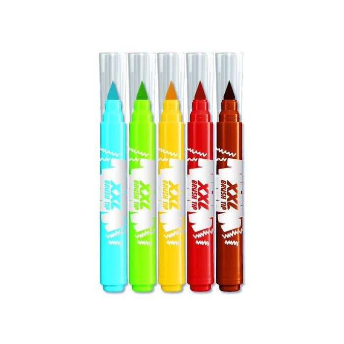 Maped Rotuladores Color Peps Jumbo Punta Pincel XXL, 5 Colores Surtidos, Relleno Rápido, Ideal para Grandes Superficies