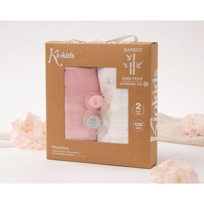 Set 2 Muselinas Y Chupetes +0 Rosa 0 Set 2 Muselinas Y Chupetes +0 Rosa 0