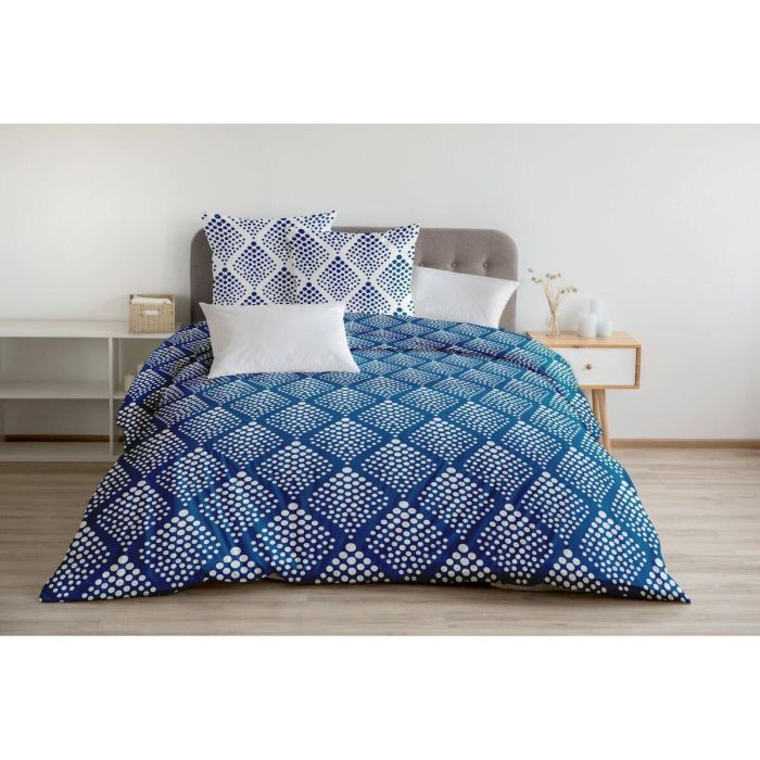 Juego nórdico 240x260 cm HOME LINGE PASSION FIBULA: Funda nórdica + 2 fundas de almohada - 100% Algodón 57 hilos - Azul 3