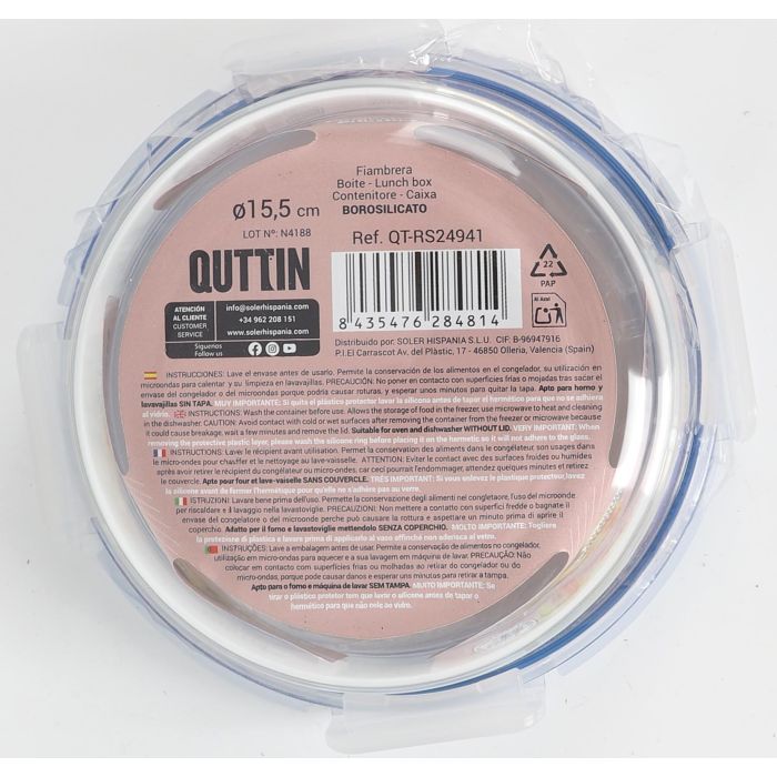 Inde Fiambrera Redonda con Tapa Hermética Ø15.5 cm "Boho" (6 Unidades)