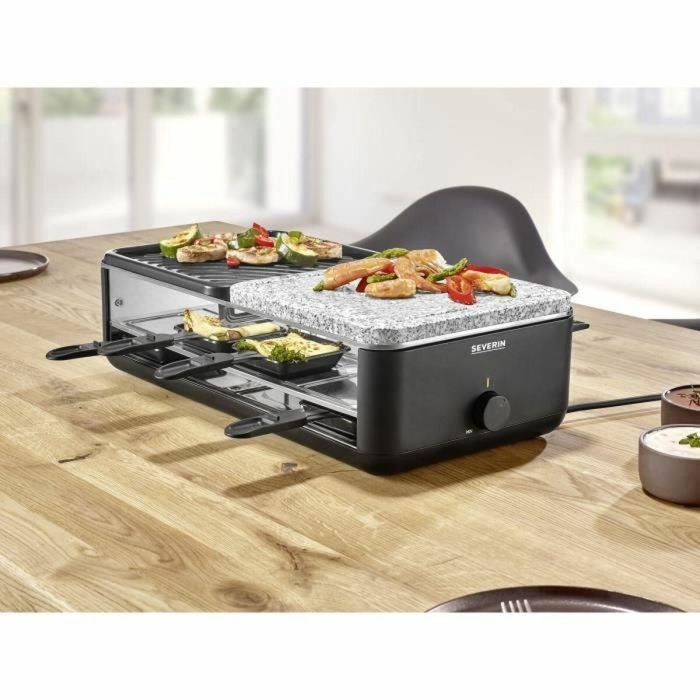Severin RG2366 Raclette para 8 personas con Placa de Cocción Reversible y Piedra Natural, Negro 5