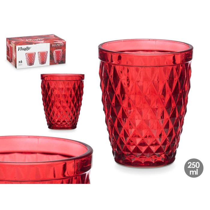 Vaso Diamante Rojo 250 Ml Vivalto 8x10x8cm (24 Unidades) 0 Vaso Diamante Rojo 250 Ml Vivalto 8x10x8cm (24 Unidades) 0