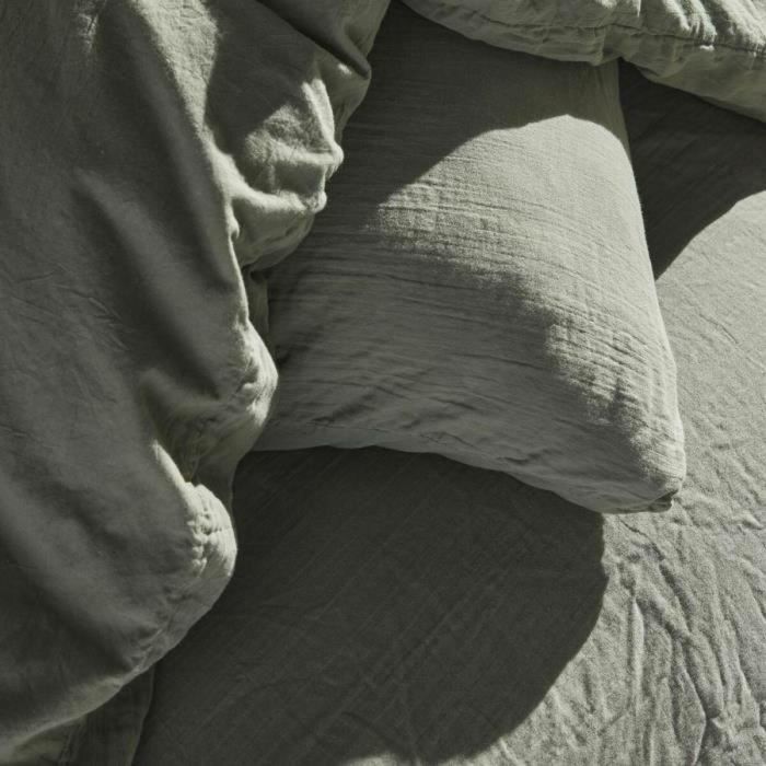 Today Juego de Cama 123329 para 2 Personas - 260x240cm - Gasa de Algodón Lisa - Salvia 2