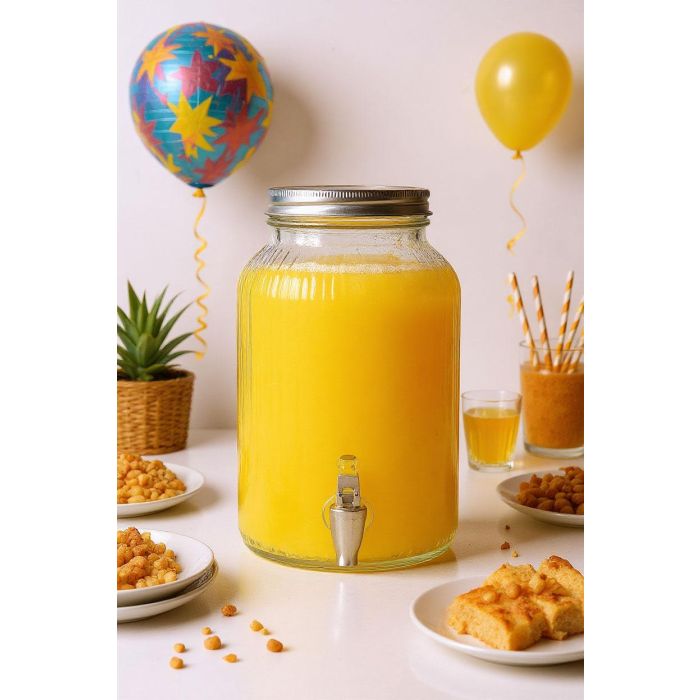 Inde Tarro Dispensador de Vidrio Lines con Grifo, 6 Litros, 18 x 31.5 cm 2