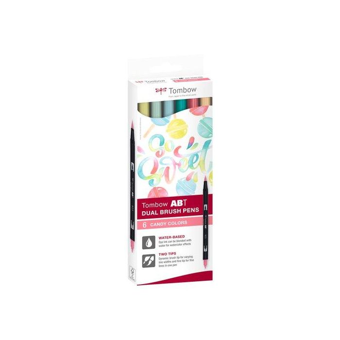 Rotulador Tombow Doble Punta Pincel Colores Candy Estuche De 6