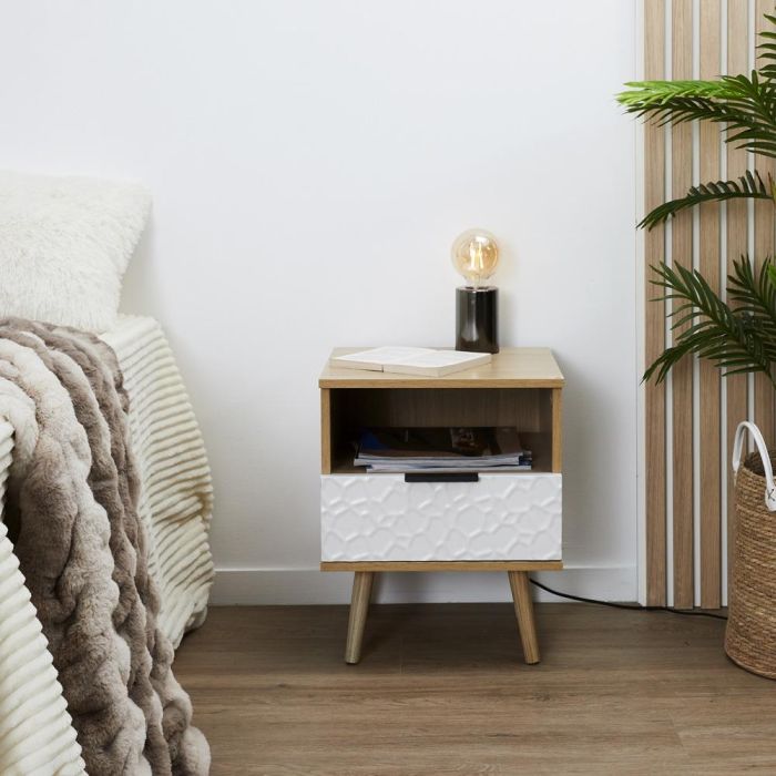 Home Deco Factory Mesita de Noche con Cajón Bicolor - 40x35 cm, Altura 49 cm 1 Home Deco Factory Mesita de Noche con Cajón Bicolor - 40x35 cm, Altura 49 cm 1