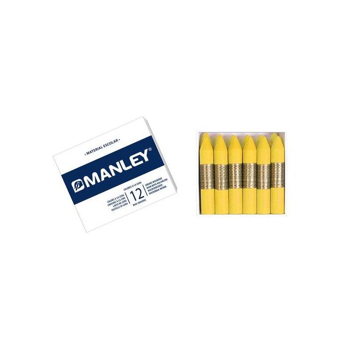 Manley Estuche de 12 ceras de 60 mm en amarillo claro