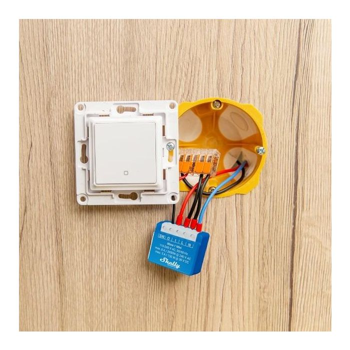 Shelly Wave 1 Mini Z-Wave Interruptor Inteligente Inalámbrico, Mando a Distancia, 1 Módulo, 2000W, 8A, 240V 4