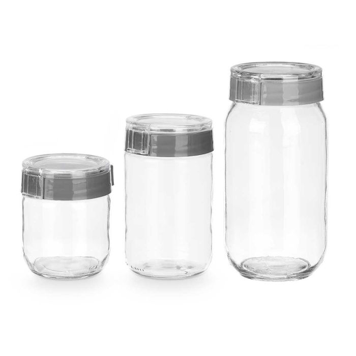 Set 3 Botes Vivalto Gris 425, 660, 1000 ml - Cristal y PS, 18.5x26x9.6 cm (6 Unidades) 1 Set 3 Botes Vivalto Gris 425, 660, 1000 ml - Cristal y PS, 18.5x26x9.6 cm (6 Unidades) 1