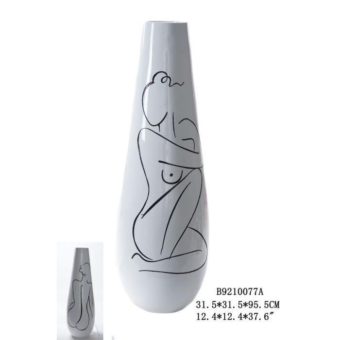 DKD Home Decor Jarrón Decorativo Moderno Resina Blanco Diseño Mujer Abstracto 94 cm Alto
