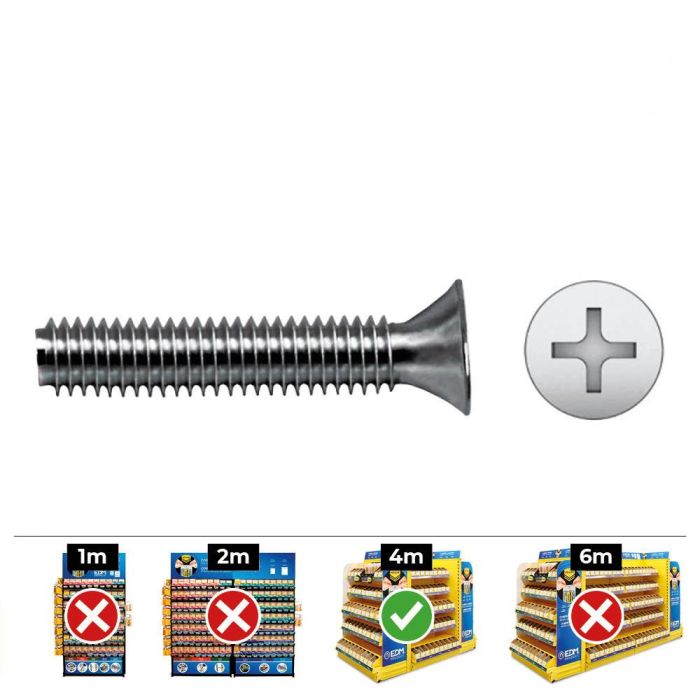 Celo Tornillo métrico avellanado Phillips DIN/ref965 Ø4x20mm zincado - Caja 500 unid. 0 Celo Tornillo métrico avellanado Phillips DIN/ref965 Ø4x20mm zincado - Caja 500 unid. 0
