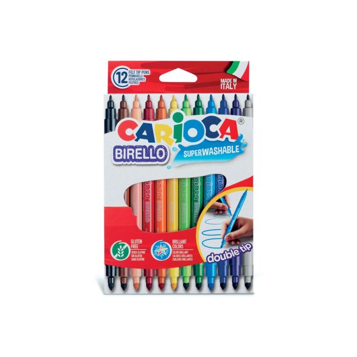 Carioca Rotulador Birello Doble Punta Fina-Media Colores Surtidos Estuche 12 Ud 1