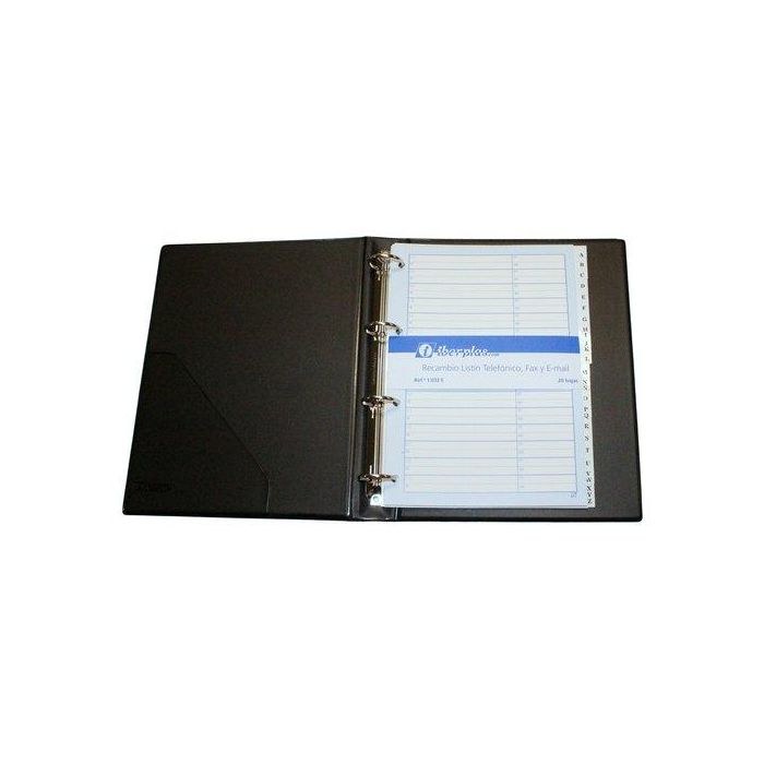 Listin Telefonico 4 Anillas Iberplas 4º 25Mm A-Z 20 Pestañas Y Recambio Imit.Piel Marron