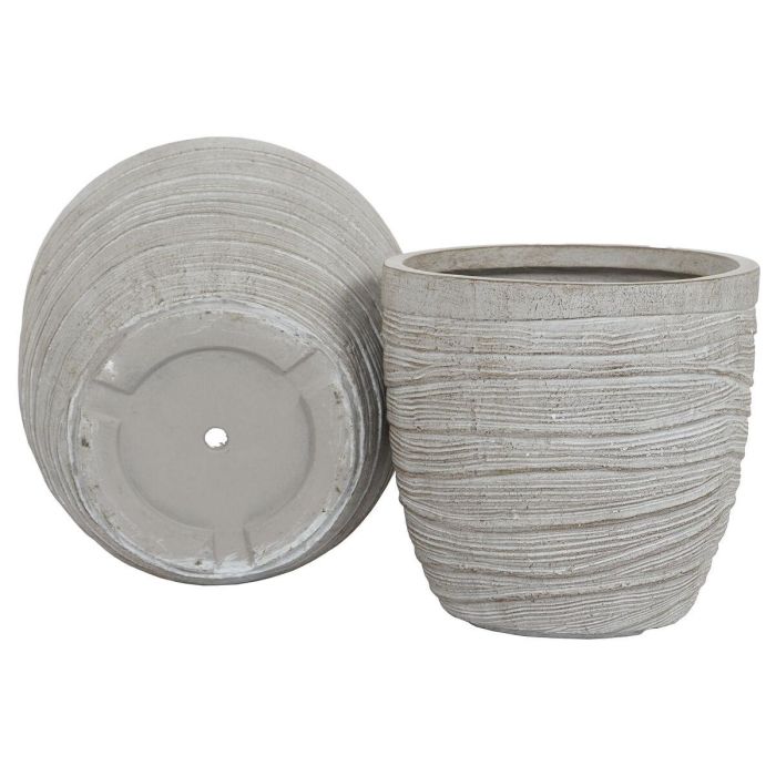 Set de Maceteros Home ESPRIT Beige Fibra de Vidrio Magnesio 45 x 45 x 43 cm (3 Unidades) 2 Set de Maceteros Home ESPRIT Beige Fibra de Vidrio Magnesio 45 x 45 x 43 cm (3 Unidades) 2