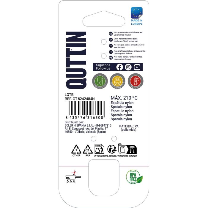 Espatula Cocina Nylon 32X10X4.5Cm Pro "Quttin" (18 Unidades) 4 Espatula Cocina Nylon 32X10X4.5Cm Pro "Quttin" (18 Unidades) 4