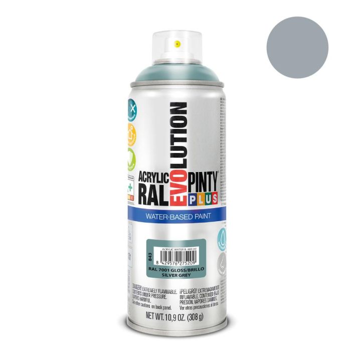 Pintura en spray pintyplus evolution water-based 520 cc ral 7001 gris plata