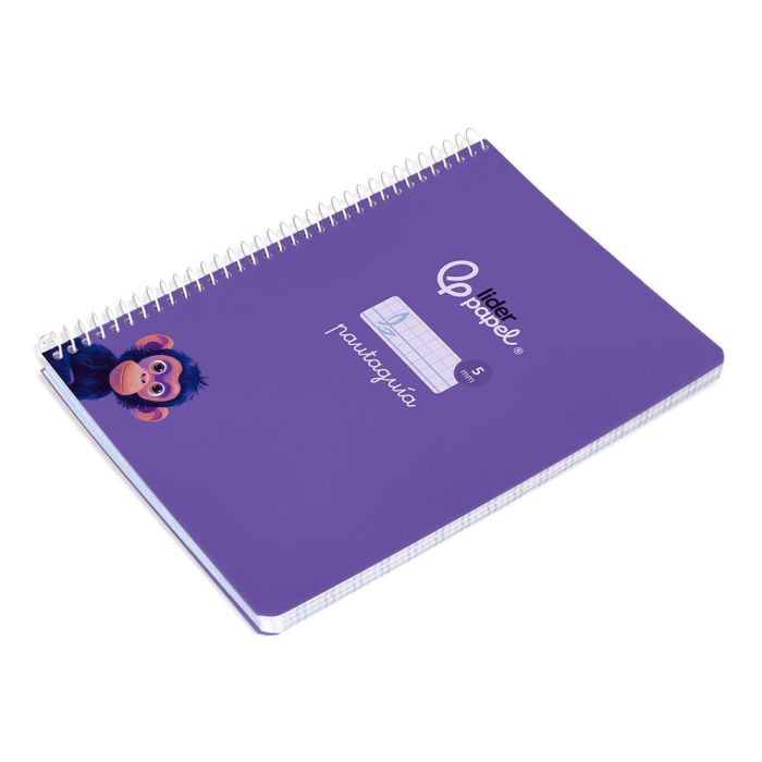 Cuaderno Espiral Liderpapel Din A5 Pautaguia Tapa Blanda 40H 75 gr Cuadro Pautado 5 mm Color Lila 5 unidades 5