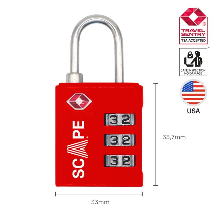 Scape Travel Pack 2 Candados TSA con combinación (azul, rojo) 4