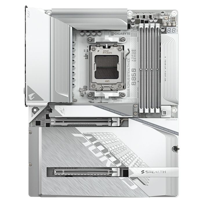 Gigabyte GA-B850 AORUS STEALTH ICE Placa Base ATX AM5 DDR5 Wi-Fi 7 LAN 5GbE Zócalo AM5 para AMD Ryzen Serie 9000 VRM Digital 1