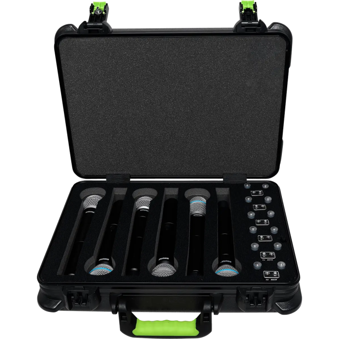SBG Estuche de Transporte de Polietileno para 6 Micrófonos Inalámbricos con Espacio para Pilas, Cierre TSA 2