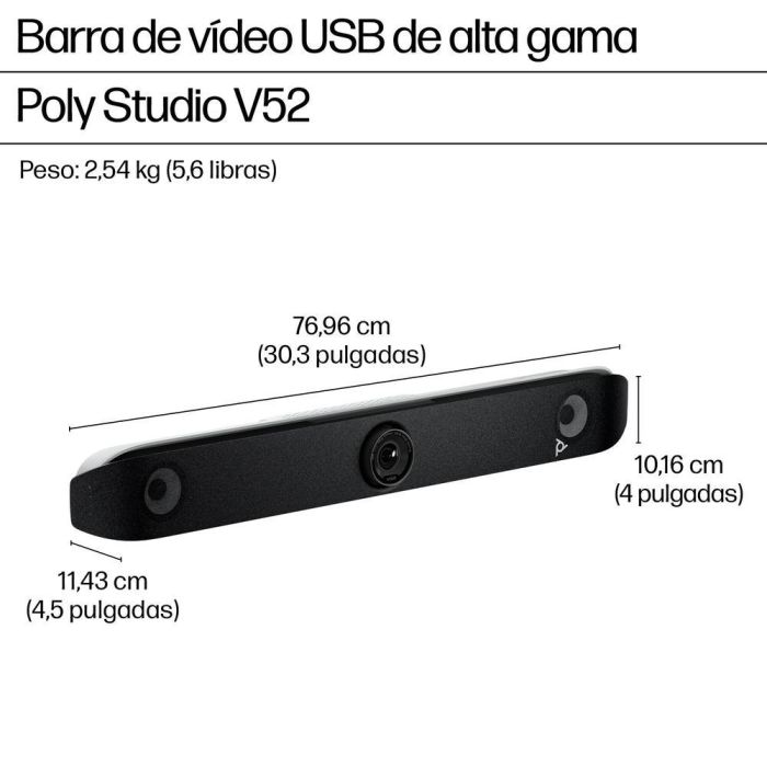 Poly Studio V52 Webcam 4K UHD con USB, Cámara 20MP, Micrófonos Estéreo, HDMI, USB-C, para Videoconferencias Profesionales 4