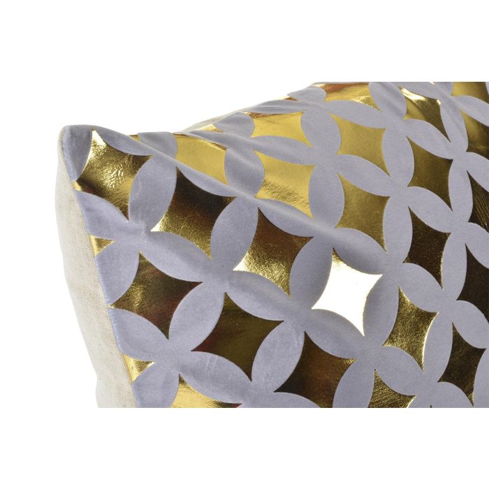 DKD Home Decor Cojín Chic Gris Dorado 15x45x45 cm con Plumas, 100% Poliéster, Cierre Cremallera Oculta (4 Unidades) 3