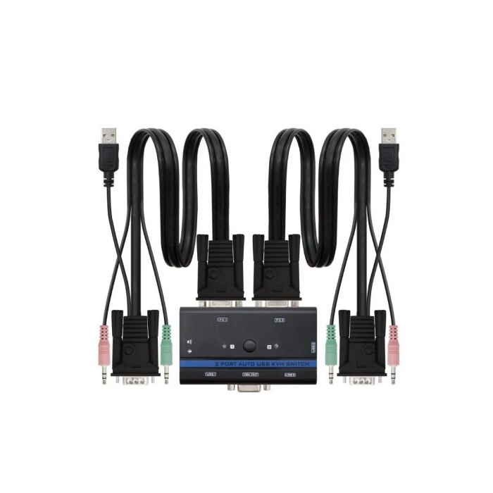 Nanocable 10.12.0001 KVM Switch 2 PC VGA USB Audio Jack 3.5mm 1920x1440 Negro 1.4m Nanocable 10.12.0001 KVM Switch 2 PC VGA USB Audio Jack 3.5mm 1920x1440 Negro 1.4m