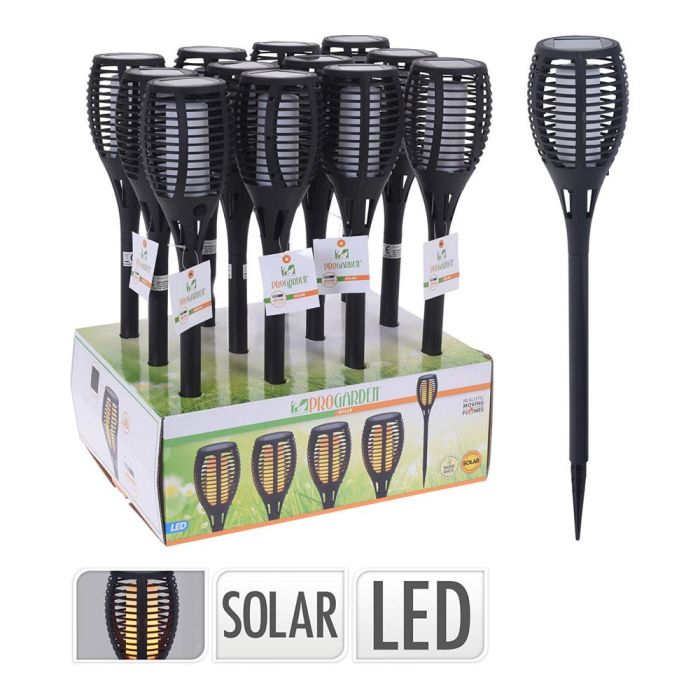 Antorcha solar con efecto llama LED, Ø10x58cm, panel solar, batería incluida