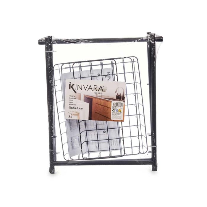 Kinvara Estanteria Metalica Escalera Negra 3 Pisos 48x38x8.5 cm 2