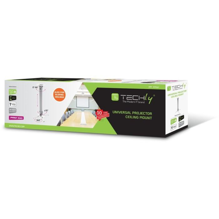 Techly ICA-PM 18M Soporte Techo Proyector Universal 54-90cm Ajustable 360° Inclinación ±15° Plata 1 Techly ICA-PM 18M Soporte Techo Proyector Universal 54-90cm Ajustable 360° Inclinación ±15° Plata 1
